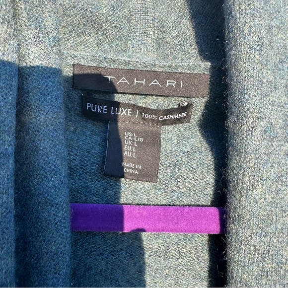 COPY - Tahari Cashmere Light Weight Cardigan Open Front Green Large - Picture 2 of 8